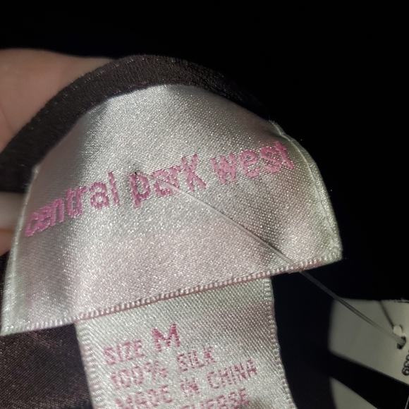 NWT Brown Silk Central Park West skirt beaded size medium pleated MSP 175 - Picture 2 of 8